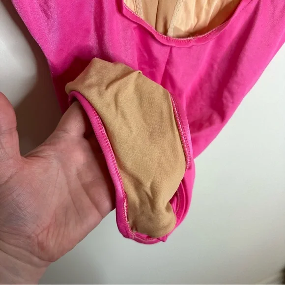 Vintage Retro Barbie Hot Pink Striped One Piece Swimsuit - Picture 8 of 9